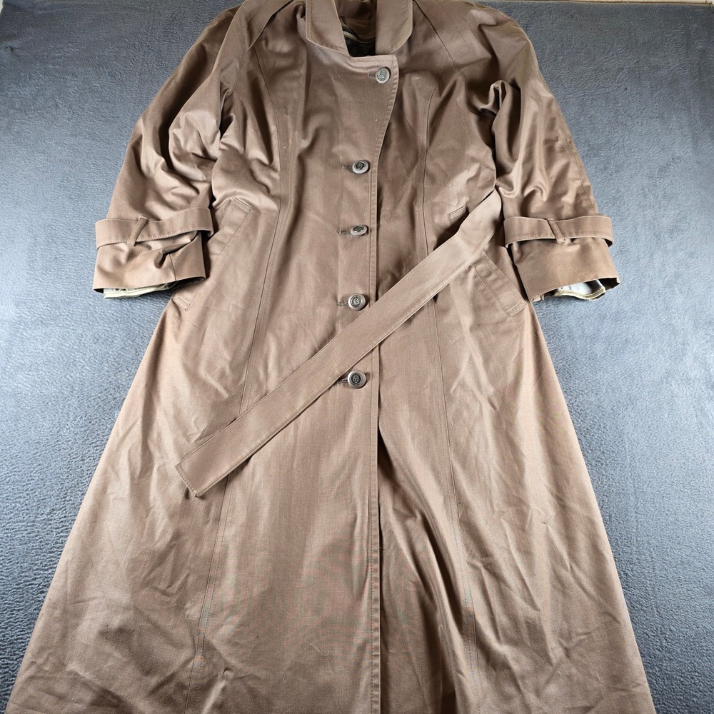 London Fog Vintage Trench Coat Tan Khaki Belted Made in USA Size 4P